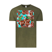 Vintage Olive football leopard cactus seamless pattern Vintage Tee - JahusDesignShop