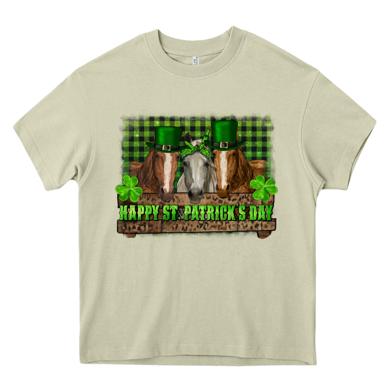 Happy St. Patricks Day Horses With Leprechaun Heavy Core Tee by RanaPortraitStore | Teevron