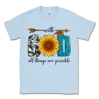 Dusty Blue with god all things are possible Classic Tee - Artiststas