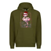 Army Green Merryy Flocking Christmas Flamingo Premium Hoodie - Bettercallsaul