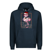 Navy Merryy Flocking Christmas Flamingo Premium Hoodie - Bettercallsaul