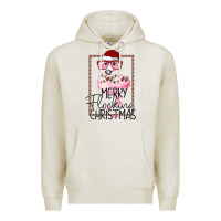Oatmeal Heather Merryy Flocking Christmas Flamingo Premium Hoodie - Bettercallsaul