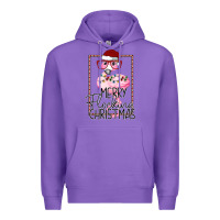 Purple Merryy Flocking Christmas Flamingo Premium Hoodie - Bettercallsaul