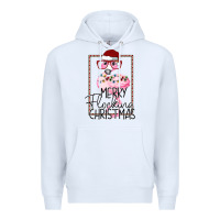 White Merryy Flocking Christmas Flamingo Premium Hoodie - Bettercallsaul