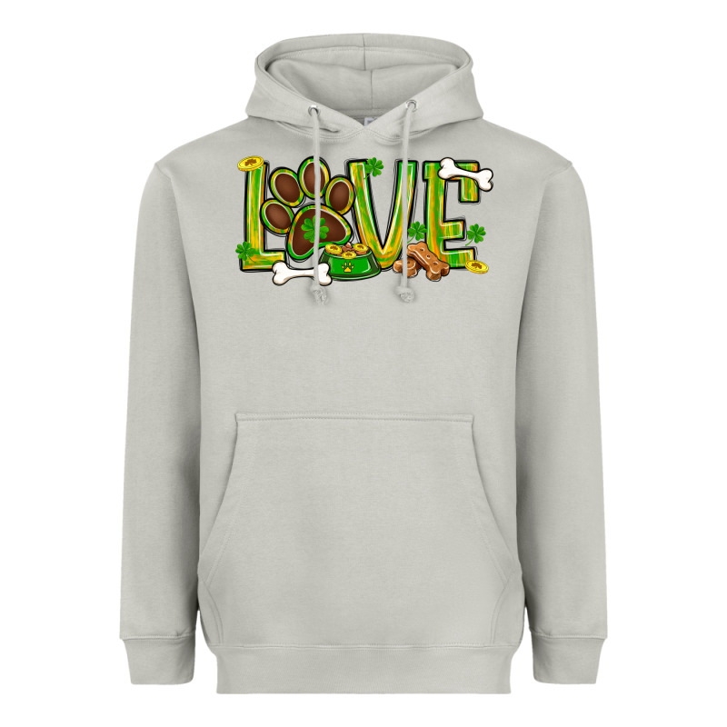 St. Patrick's Day Love Dog Paw Heavyweight Hoodie by BundleAndBundleShop | Teevron