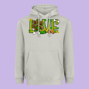 St. Patrick's Day Love Dog Paw Heavyweight Hoodie Designed By Bundleandbundleshop