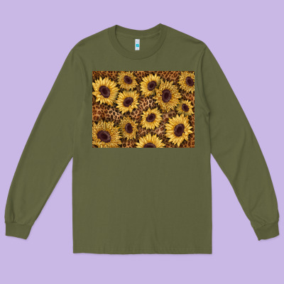 Sunflower Leopard Background 3200x2400 Long Sleeve Tee Designed By Adodesignshop