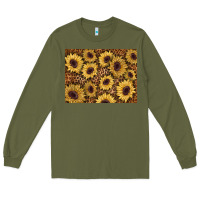Army Green sunflower leopard background 3200x2400 Long Sleeve Tee - AdoDesignShop