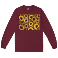 Burgundy sunflower leopard background 3200x2400 Long Sleeve Tee - AdoDesignShop