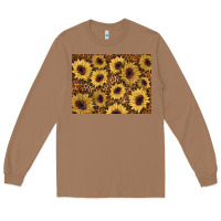 Toasted Coconut sunflower leopard background 3200x2400 Long Sleeve Tee - AdoDesignShop