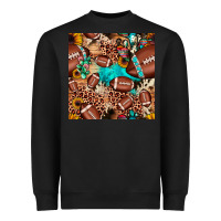 Black football cactus sunflower seamless pattern Heavyweight Sweatshirt - JahusDesignShop