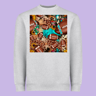 Football Cactus Sunflower Seamless Pattern Heavyweight Sweatshirt Designed By Jahusdesignshop