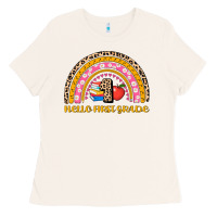 Bone back to school rainbow hello first grade Ladies Tee - AdoDesignShop
