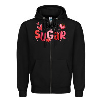 Black hey sugar valentines day Zipper Hoodie - MaliasSmallBusiness