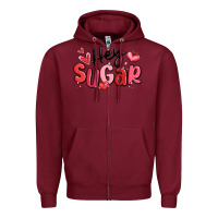 Burgundy hey sugar valentines day Zipper Hoodie - MaliasSmallBusiness