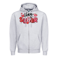 Heather Grey hey sugar valentines day Zipper Hoodie - MaliasSmallBusiness