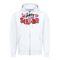 White hey sugar valentines day Zipper Hoodie - MaliasSmallBusiness