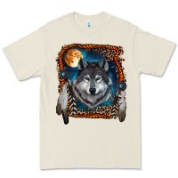 Bone Wolf And Feathers Premium Tee - RanaPortraitStore