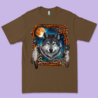 Premium Tee Wolf And Feathers