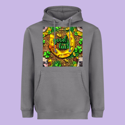 St. Patricks Good Luck With Cow Digital Paper Heavyweight Hoodie Designed By Bundleandbundleshop
