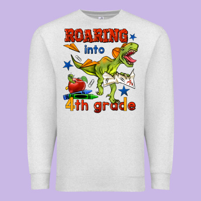 Roaring Into 4th Grade Premium Sweatshirt Designed By Bundleandbundleshop