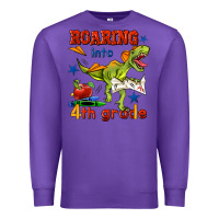 Purple roaring into 4th grade Premium Sweatshirt - BundleAndBundleShop