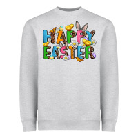 Heather Grey happy easter Heavyweight Sweatshirt - AdoDesignShop