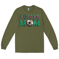 Army Green soccer mom with leopard ball and serape leopard Long Sleeve Tee - Artiststas