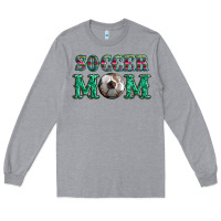 Heather Grey soccer mom with leopard ball and serape leopard Long Sleeve Tee - Artiststas