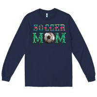 Navy soccer mom with leopard ball and serape leopard Long Sleeve Tee - Artiststas