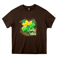 Chocolate Brown lucky vibes Heavy Core Tee - RanaPortraitStore
