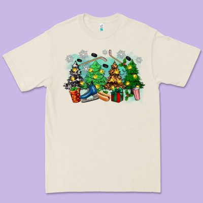 Christmas Trees With Hockey Premium Tee Designed By Zillion Design Studio