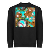 Black baseball turquoise sunflower seamless pattern Heavyweight Sweatshirt - JahusDesignShop