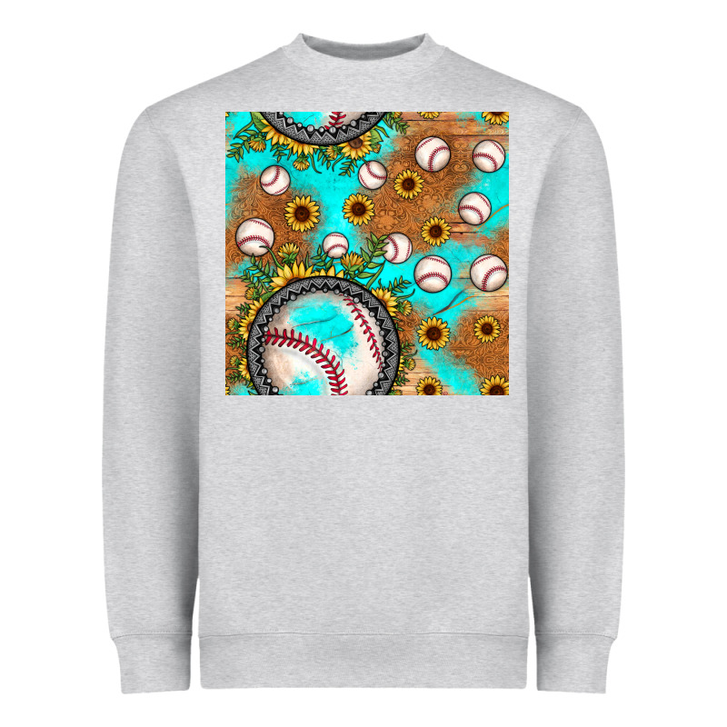 Baseball Turquoise Sunflower Seamless Pattern Heavyweight Sweatshirt by JahusDesignShop | Teevron