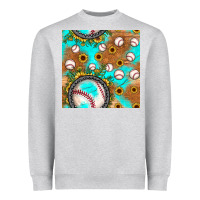 Heather Grey baseball turquoise sunflower seamless pattern Heavyweight Sweatshirt - JahusDesignShop