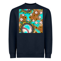 Navy baseball turquoise sunflower seamless pattern Heavyweight Sweatshirt - JahusDesignShop
