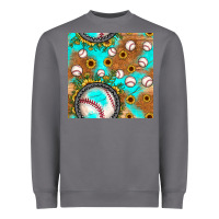 Storm baseball turquoise sunflower seamless pattern Heavyweight Sweatshirt - JahusDesignShop
