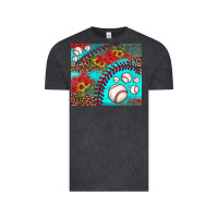 Vintage Black baseball leopard turquoise sunflower Vintage Tee - JahusDesignShop