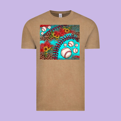 Baseball Leopard Turquoise Sunflower Vintage Tee Designed By Jahusdesignshop
