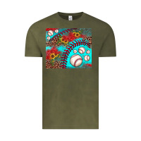 Vintage Olive baseball leopard turquoise sunflower Vintage Tee - JahusDesignShop