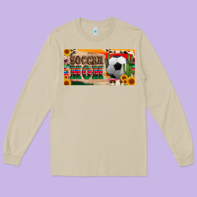 Soccer Mom With Ball And Sunflower Cactus Serape Licanse Plate Long Sleeve Tee Designed By Artiststas