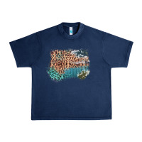 Navy Leopard Wood Cowhide Pattern Mixed Western Frame Urban Heavy Tee - Bettercallsaul