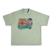 Oil Green Leopard Wood Cowhide Pattern Mixed Western Frame Urban Heavy Tee - Bettercallsaul
