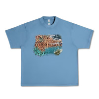 Pebble Blue Leopard Wood Cowhide Pattern Mixed Western Frame Urban Heavy Tee - Bettercallsaul