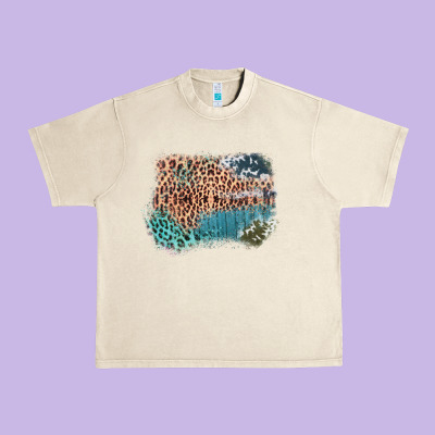 Leopard Wood Cowhide Pattern Mixed Western Frame Urban Heavy Tee Designed By Bettercallsaul