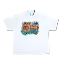 White Leopard Wood Cowhide Pattern Mixed Western Frame Urban Heavy Tee - Bettercallsaul