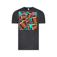 Vintage Black football leopard turquoise seamless pattern Vintage Tee - JahusDesignShop