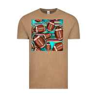 Vintage Coffee football leopard turquoise seamless pattern Vintage Tee - JahusDesignShop