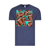 Vintage Denim football leopard turquoise seamless pattern Vintage Tee - JahusDesignShop