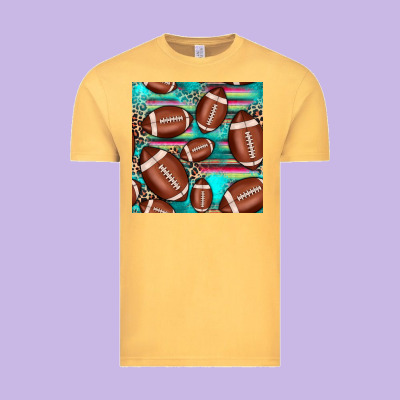Football Leopard Turquoise Seamless Pattern Vintage Tee Designed By Jahusdesignshop